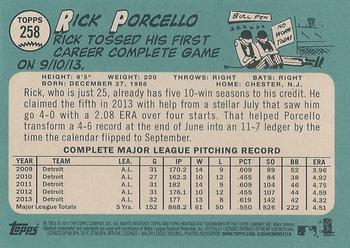 2014 Topps Heritage #258 Rick Porcello Back