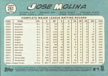 2014 Topps Heritage #261 Jose Molina Back