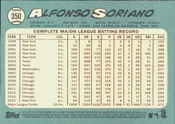 2014 Topps Heritage #350 Alfonso Soriano Back