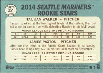 2014 Topps Heritage #354 Mariners Rookie Stars (Taijuan Walker / James Paxton) Back