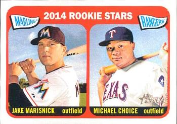 2014 Topps Heritage #361 Marlin/Rangers Rookie Stars (Jake Marisnick / Michael Choice) Front