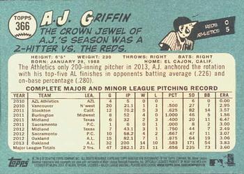 2014 Topps Heritage #366 A.J. Griffin Back