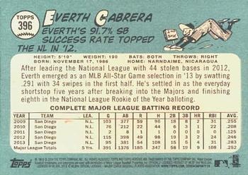 2014 Topps Heritage #396 Everth Cabrera Back