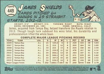 2014 Topps Heritage #449 James Shields Back