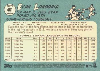 2014 Topps Heritage #461 Evan Longoria Back
