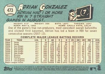 2014 Topps Heritage #473 Adrian Gonzalez Back