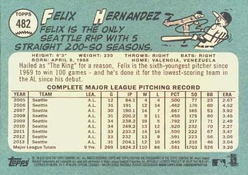 2014 Topps Heritage #482 Felix Hernandez Back