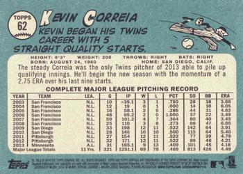 2014 Topps Heritage #62 Kevin Correia Back