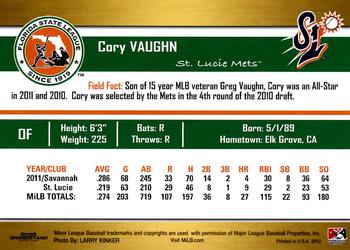 2012 Grandstand Florida State League Top Prospects #NNO Cory Vaughn Back