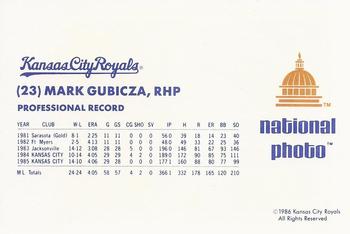 1986 National Photo Kansas City Royals #NNO Mark Gubicza Back