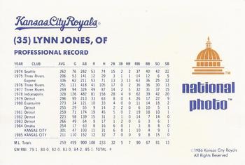 1986 National Photo Kansas City Royals #NNO Lynn Jones Back