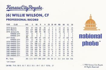 1986 National Photo Kansas City Royals #NNO Willie Wilson Back