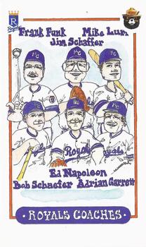 1988 Kansas City Royals Smokey #2 Royals Coaches - Frank Funk / Adrian Garrett / Mike Lum / Ed Napoleon / Bob Schaefer / Jim Schaffer Front