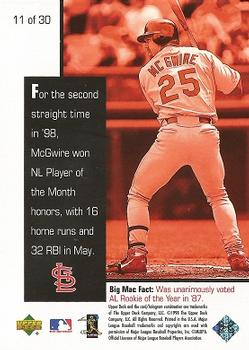 1998 Upper Deck Mark McGwire's Chase for 62 #11 Mark McGwire Back
