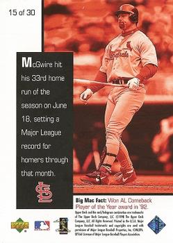 1998 Upper Deck Mark McGwire's Chase for 62 #15 Mark McGwire Back