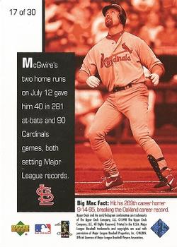 1998 Upper Deck Mark McGwire's Chase for 62 #17 Mark McGwire Back