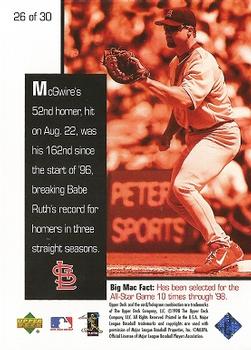 1998 Upper Deck Mark McGwire's Chase for 62 #26 Mark McGwire Back