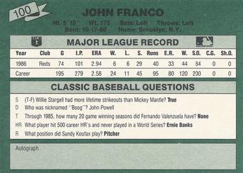 1987 Classic #100 John Franco Back