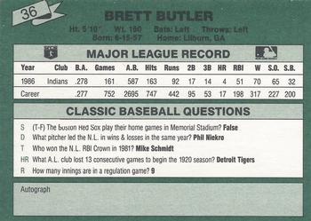 1987 Classic #36 Brett Butler Back