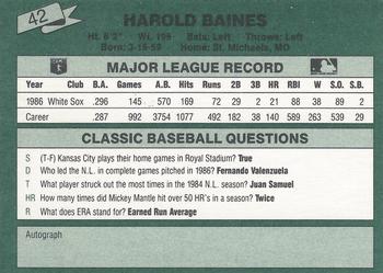 1987 Classic #42 Harold Baines Back