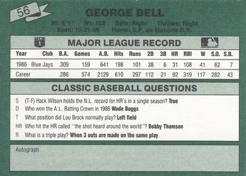 1987 Classic #56 George Bell Back