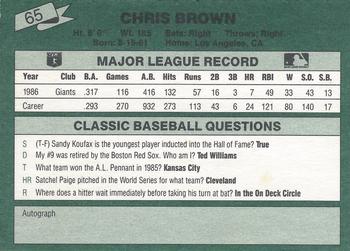 1987 Classic #65 Chris Brown Back
