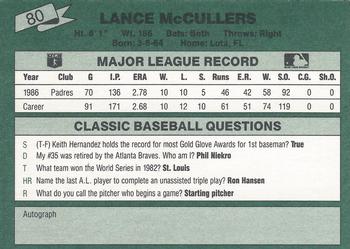 1987 Classic #80 Lance McCullers Back