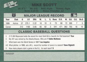 1987 Classic #81 Mike Scott Back