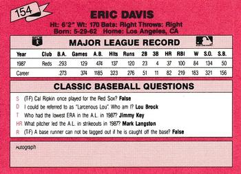 1988 Classic Red #154 Eric Davis Back