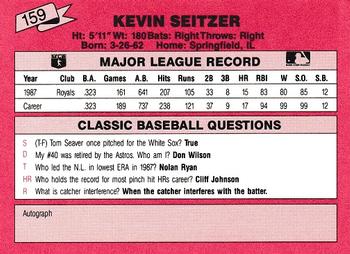 1988 Classic Red #159 Kevin Seitzer Back