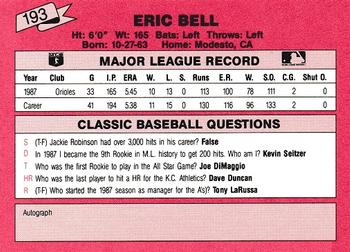 1988 Classic Red #193 Eric Bell Back