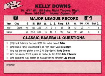 1988 Classic Red #194 Kelly Downs Back