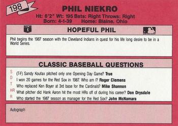 1988 Classic Red #198 Phil Niekro Back