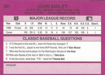 1989 Classic #191 John Smiley Back