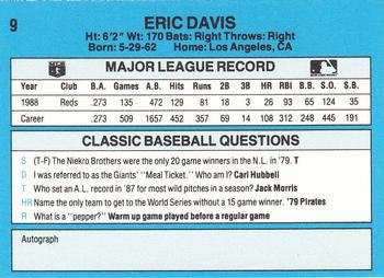 1989 Classic #9 Eric Davis Back