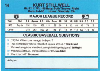 1989 Classic #14 Kurt Stillwell Back