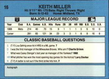 1989 Classic #16 Keith Miller Back