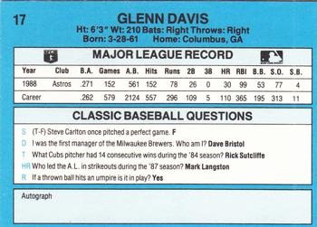 1989 Classic #17 Glenn Davis Back