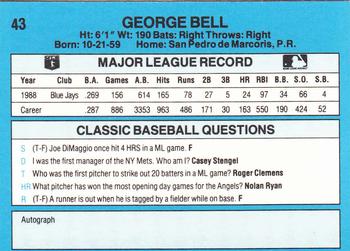1989 Classic #43 George Bell Back