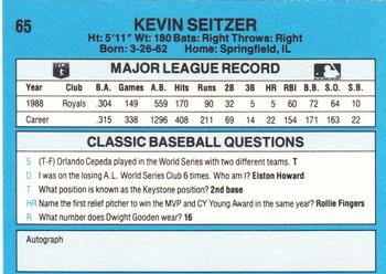 1989 Classic #65 Kevin Seitzer Back