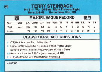 1989 Classic #69 Terry Steinbach Back