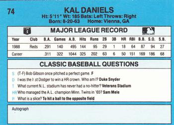 1989 Classic #74 Kal Daniels Back