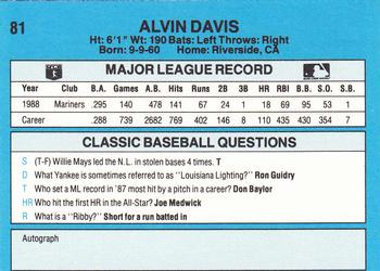 1989 Classic #81 Alvin Davis Back