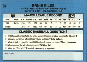 1989 Classic #87 Ernie Riles Back