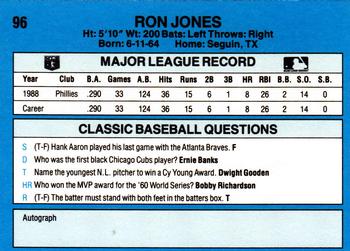 1989 Classic #96 Ron Jones Back