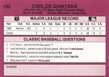 1989 Classic #133 Carlos Quintana Back