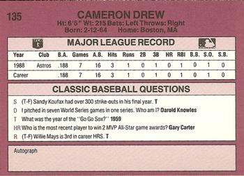 1989 Classic #135 Cameron Drew Back