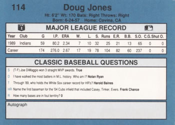 1990 Classic Blue #114 Doug Jones Back
