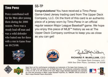 2001 Upper Deck - Subway Series #SS-TP Timo Perez Back