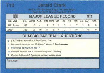 1990 Classic Update #T10 Jerald Clark Back
